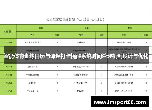 智能体育训练日历与课程打卡提醒系统时间管理机制设计与优化